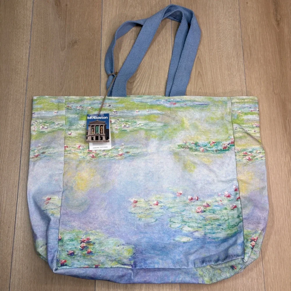 MFA Boston Claude Monet Water Lilies Canvas Tote Bag Art Museum NWT 22x16 Cotton